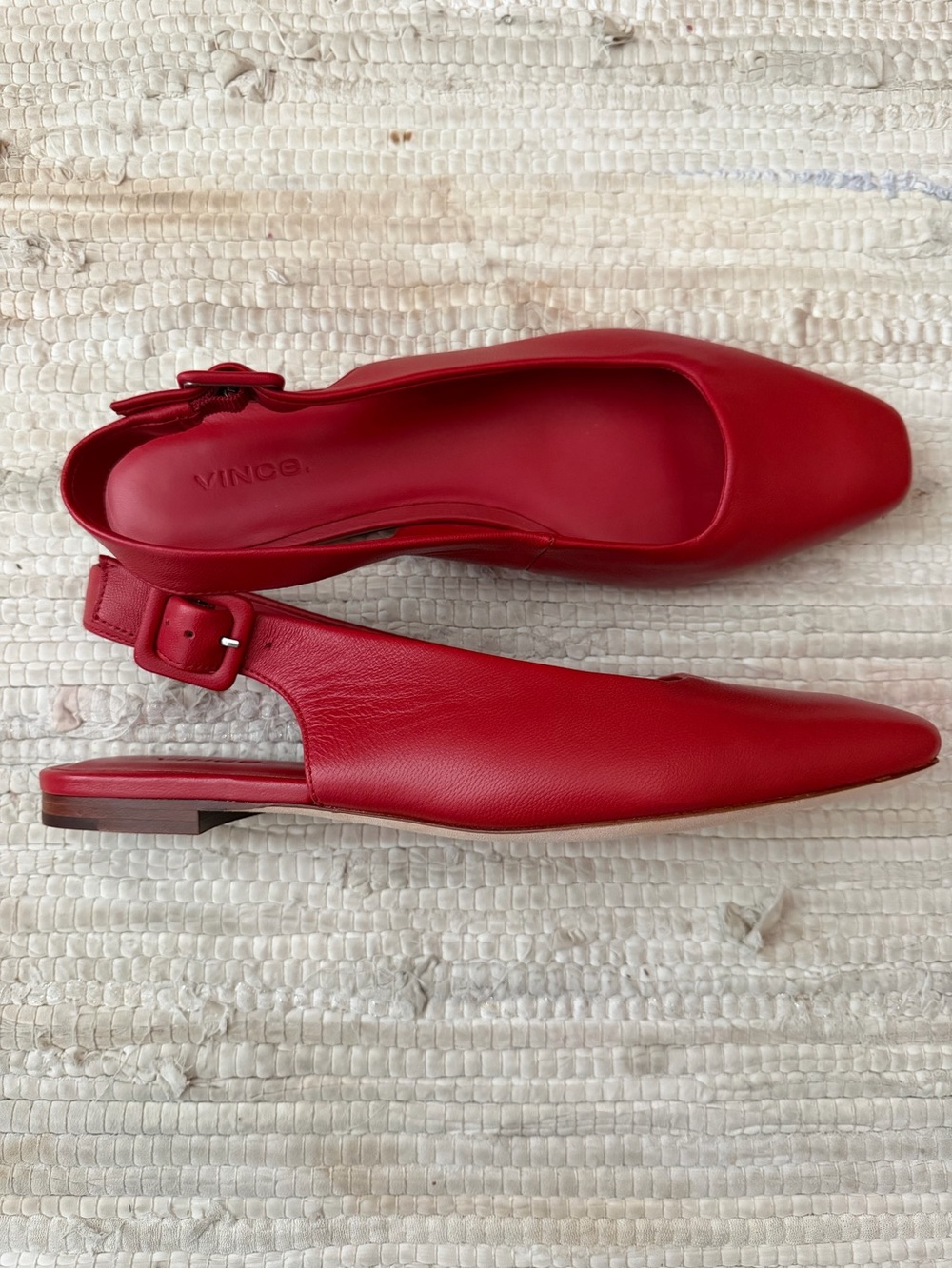 NWOB | Vince Nida Strappy Flats In Cherry Red | Size 8/ 38.5 Leather